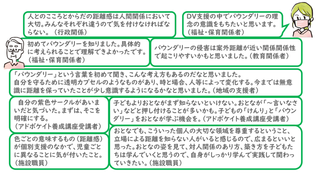 アンケートから参加者の声抜粋（教育関係者・施設職員など）